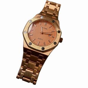 PINTIME Men's Watch Rose Gold-Tone Quartz Alloy Octagonal Bezel PT2665